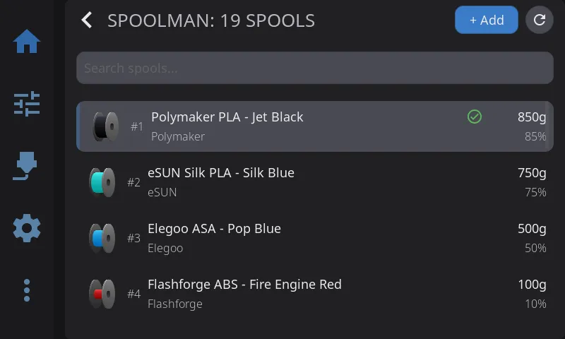 Spoolman spool management with filament database