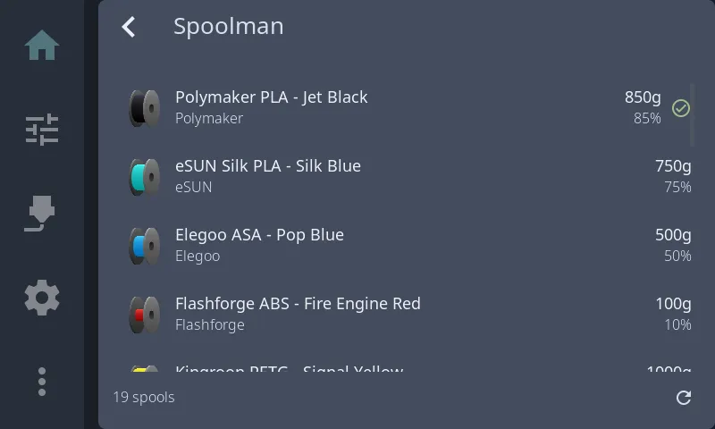 Spoolman spool management with filament database