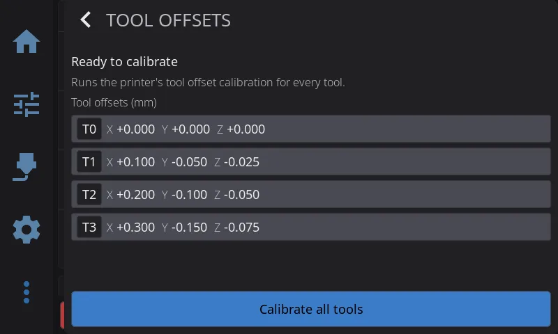 Tool Offsets Panel