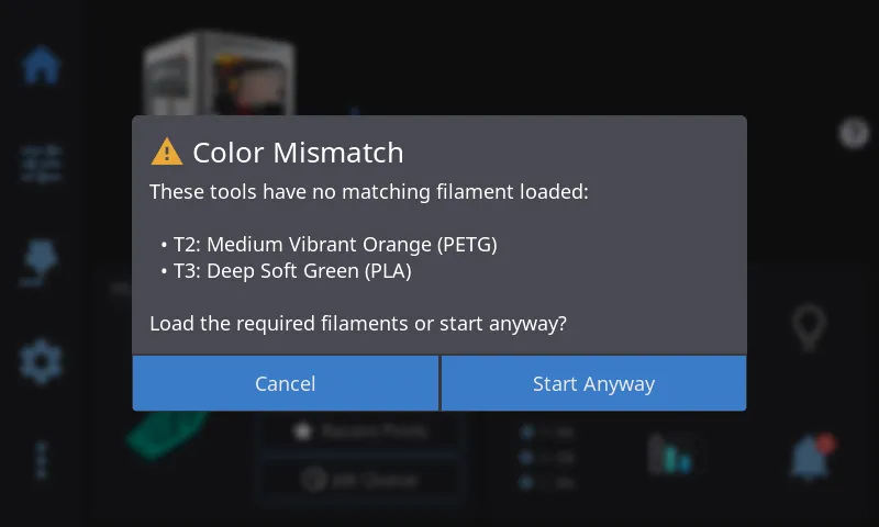 Color Mismatch dialog