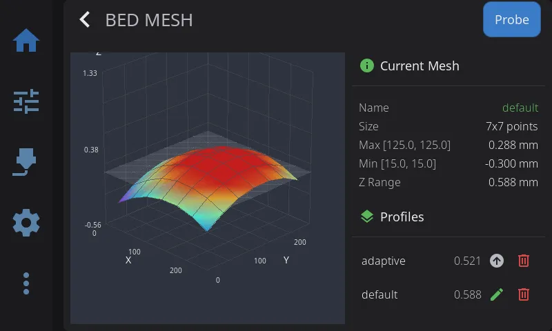 3D bed mesh visualization with interactive rotation