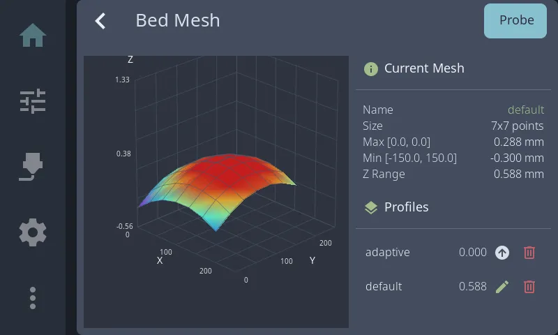 3D bed mesh visualization with interactive rotation