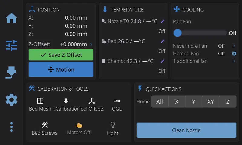 Tool Offsets button on the Controls panel