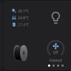 Carousel mode — fan carousel with arc slider (left), temp carousel with large readout (right)