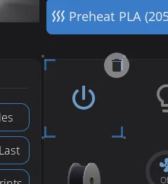 Widget selected with trash icon in upper-right corner