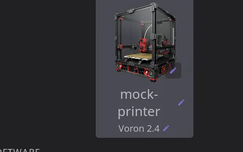 Printer Manager identity card — the printer model row with its pencil