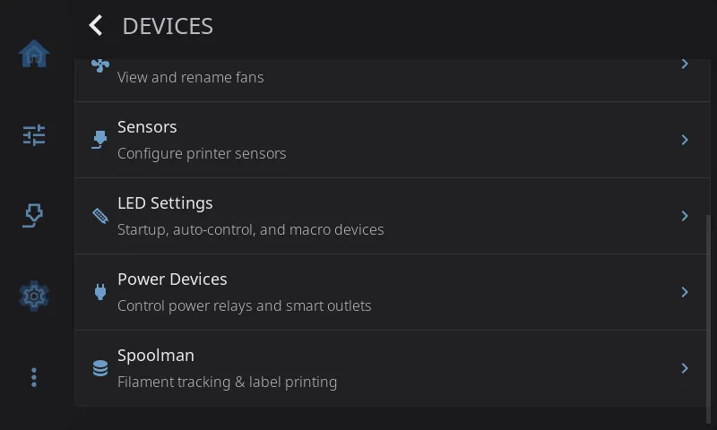 Devices settings, scrolled to the bottom