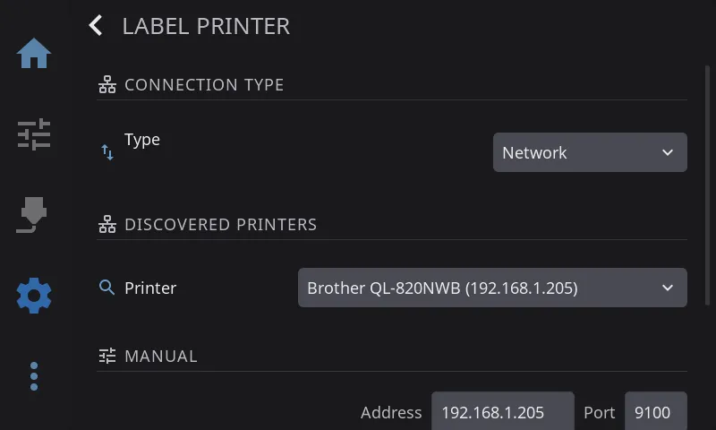 Label Printer Settings