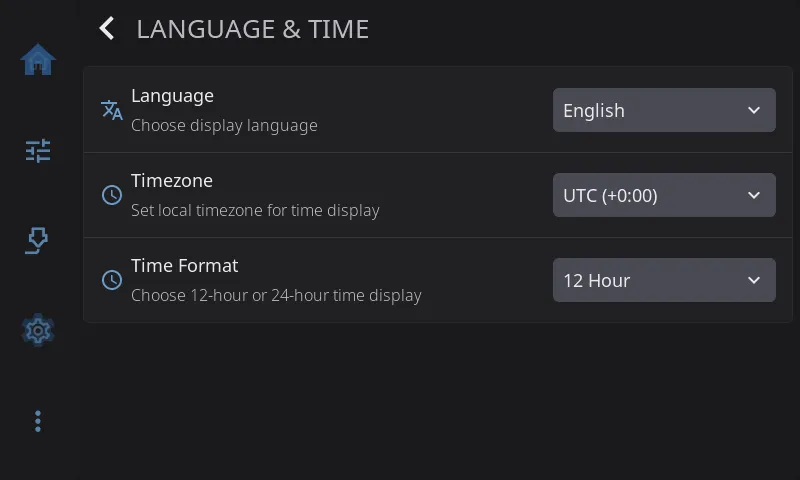 Language & Time settings