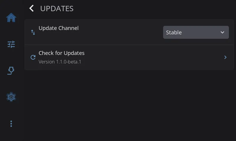 Updates settings